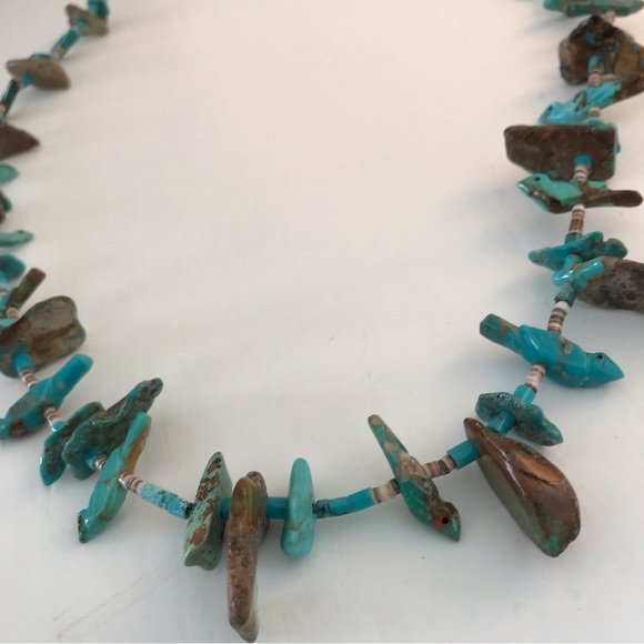 Native American turquoise and heishi necklace with fetish detail